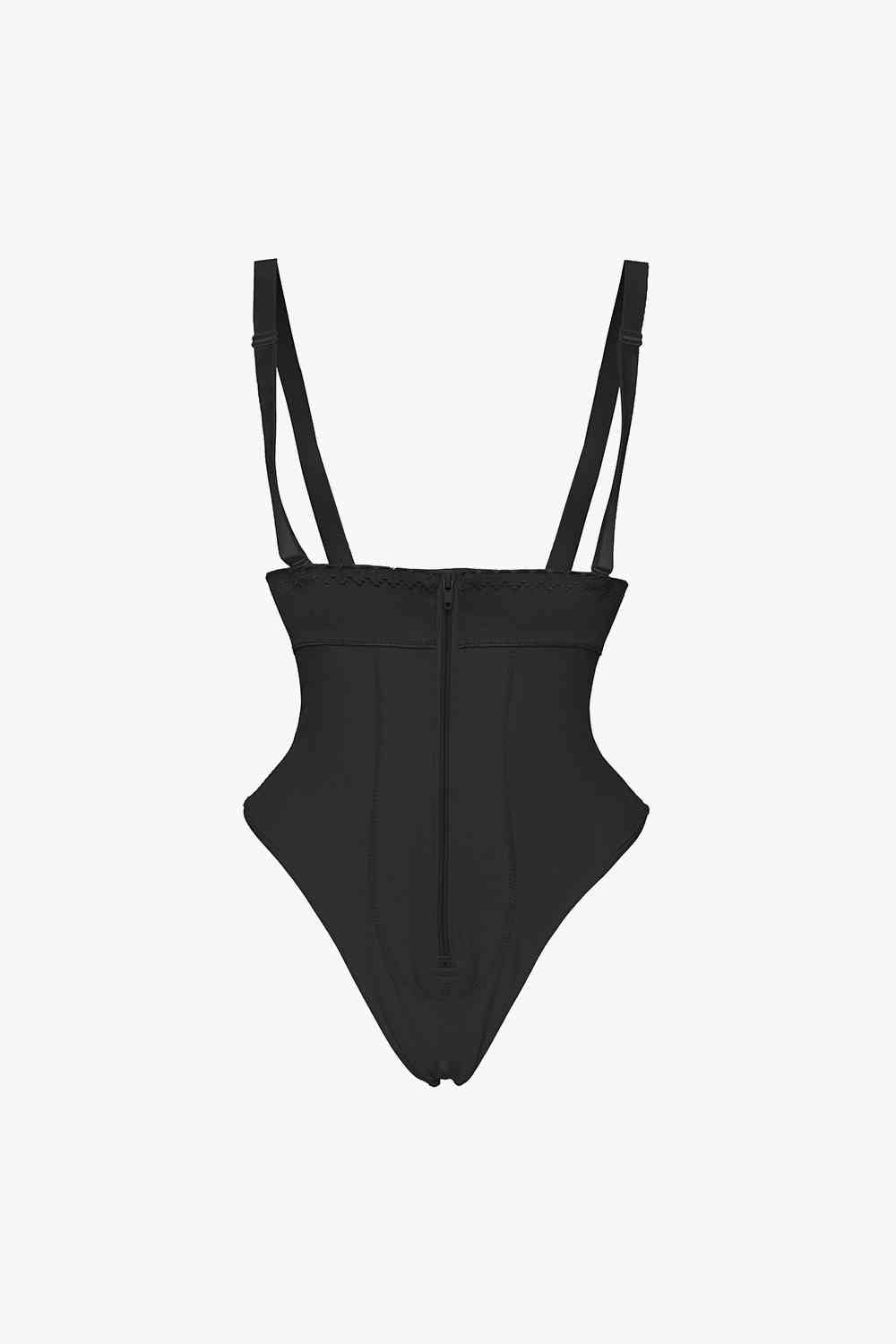 Adjustable Strap Zip-Up Shaping Bodysuit