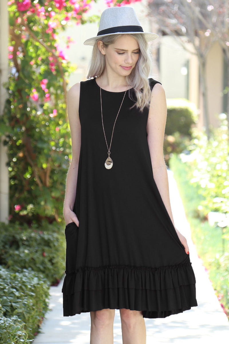 Short Sleeve Ruffled Hem Dress