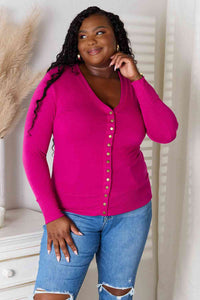 Magenta Long Sleeve Cardigan