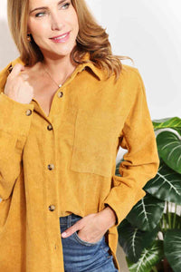 Button-Down Tunic Shirt with Bust Pocket