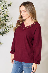 V-Neck Long Sleeve Blouse