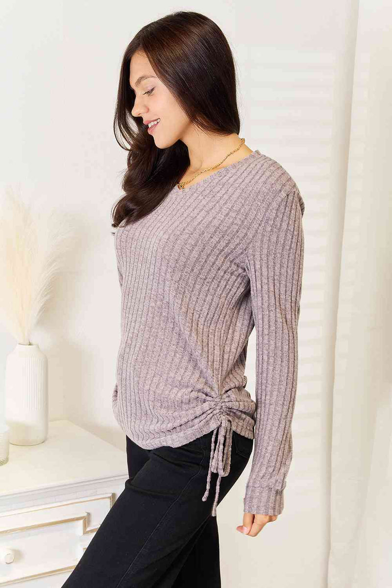 Drawstring Long Sleeve T-Shirt