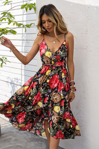 Floral Spaghetti Strap Tied Dress