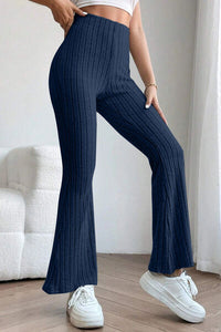 High Waist Ribbed Flare Pants