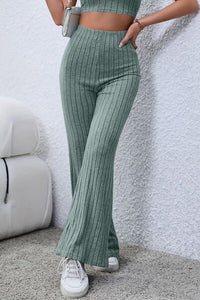 High Waist Ribbed Flare Pants