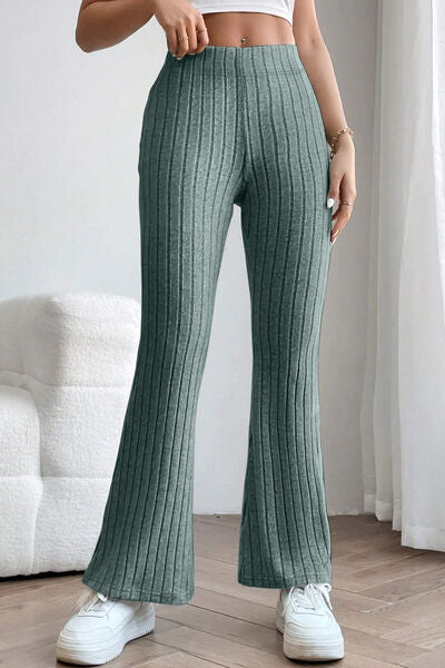 High Waist Ribbed Flare Pants