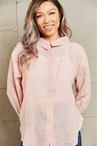 Peach Lightweight Button Down Top