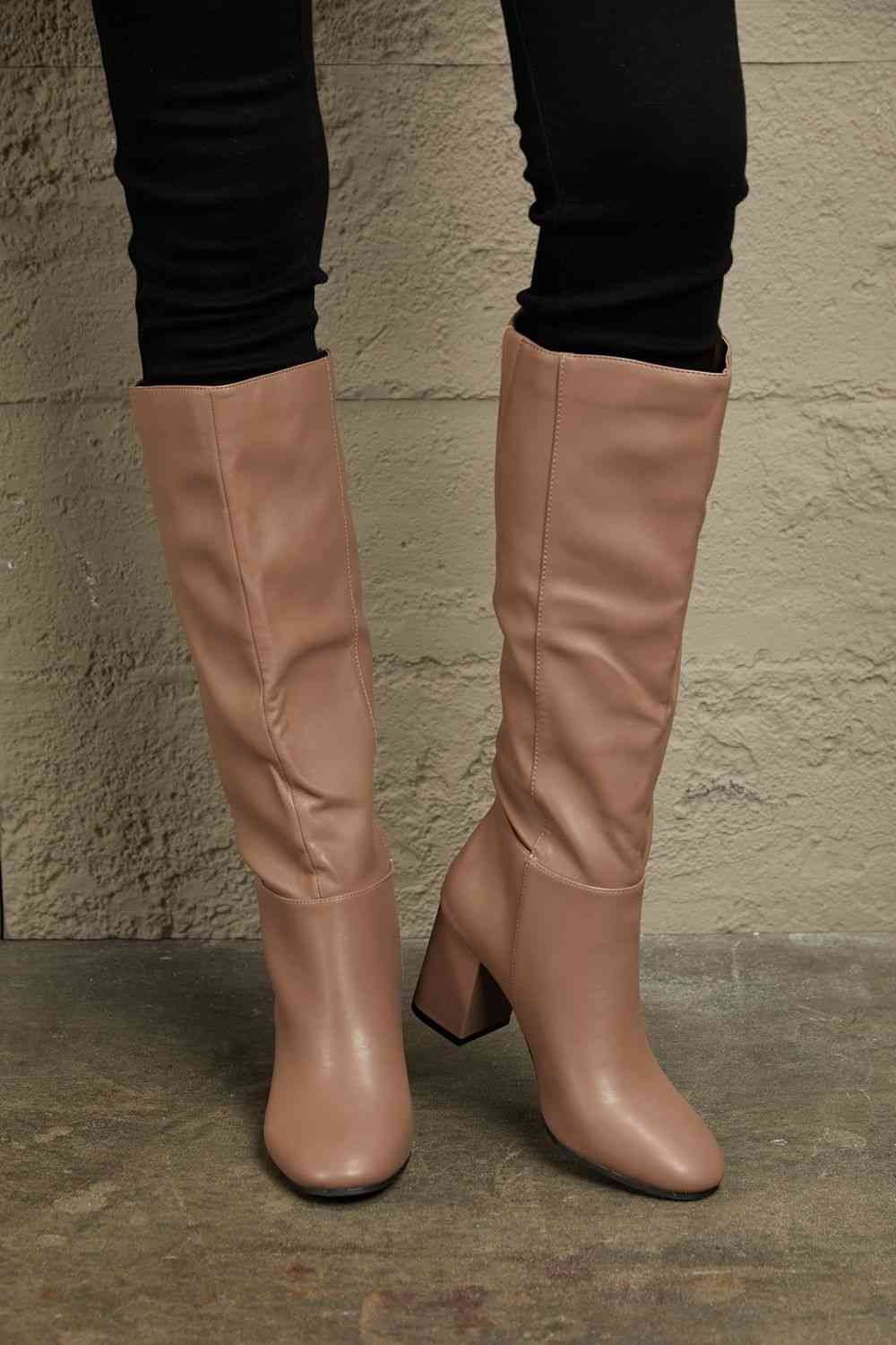 Mocha Heel Knee High Boots