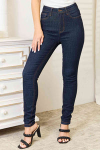 High Waist Pocket Embroidered Skinny Jeans