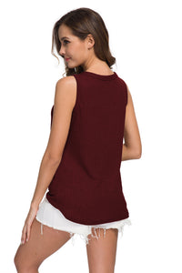 Buttoned V-Neck Tank