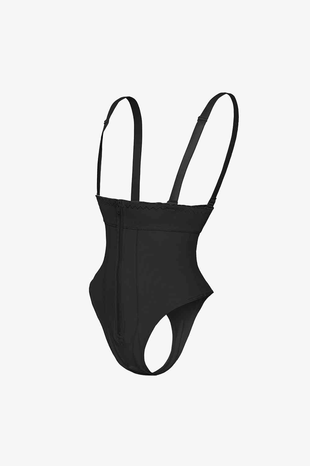 Adjustable Strap Zip-Up Shaping Bodysuit