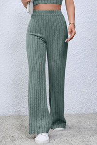 High Waist Ribbed Flare Pants