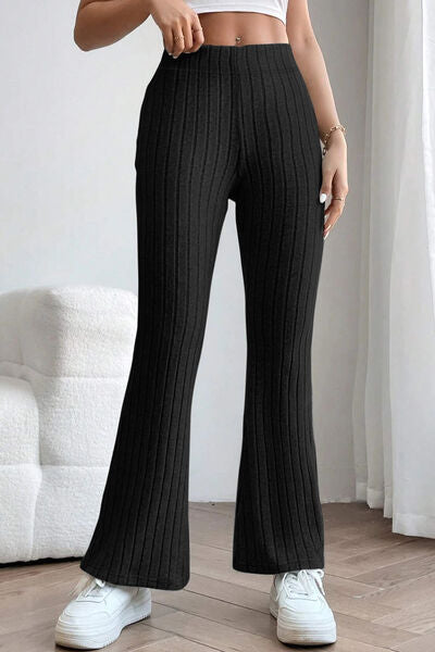 High Waist Ribbed Flare Pants