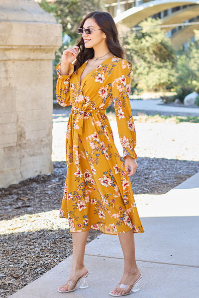 Floral Tie Back Sleeve Dress