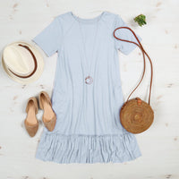 Short Sleeve Ruffled Hem Dress