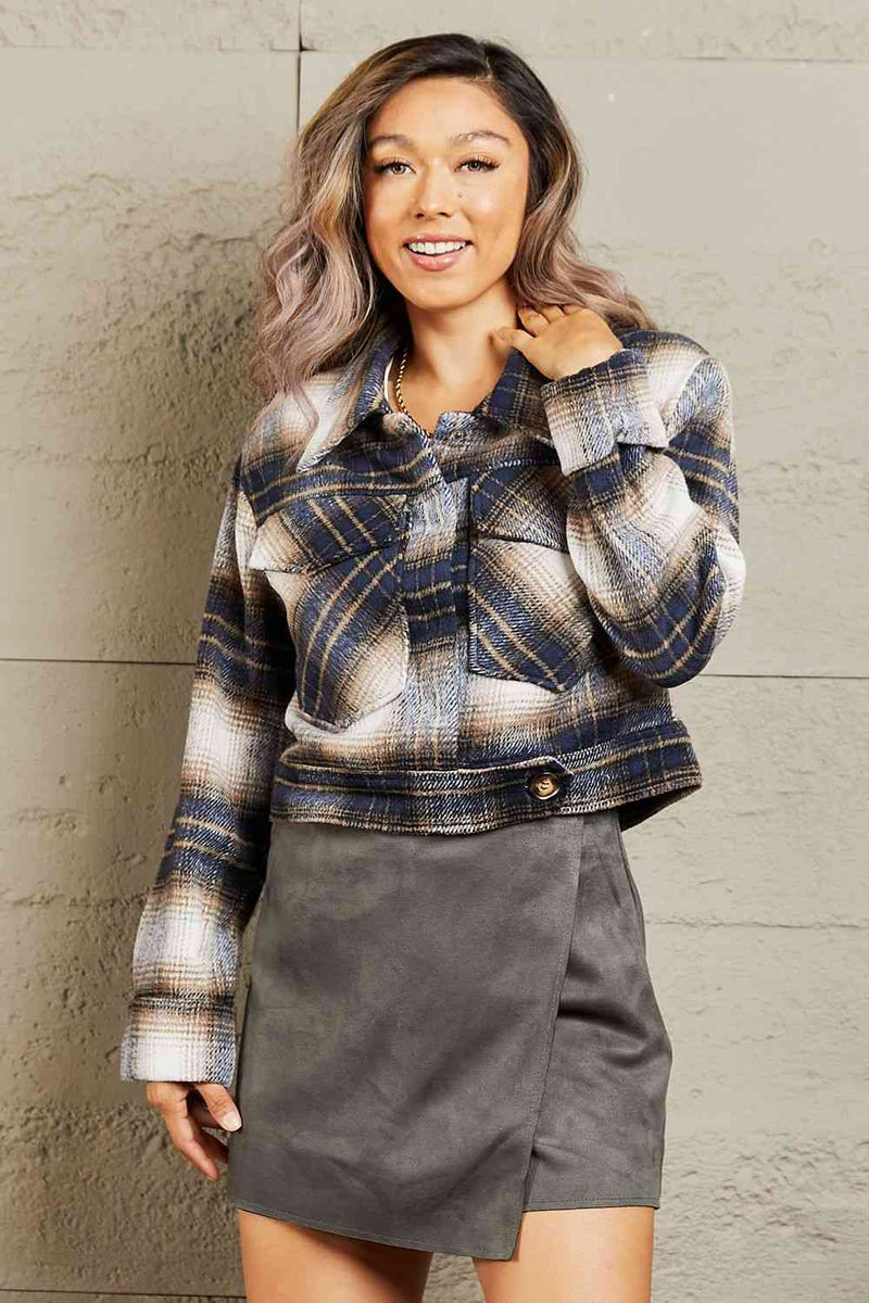 Semi Cropped Plaid Shacket