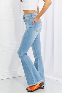 Vibrant Button Flare Jeans