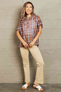 Short Sleeve Plaid Top