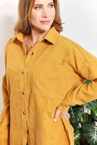 Button-Down Tunic Shirt with Bust Pocket