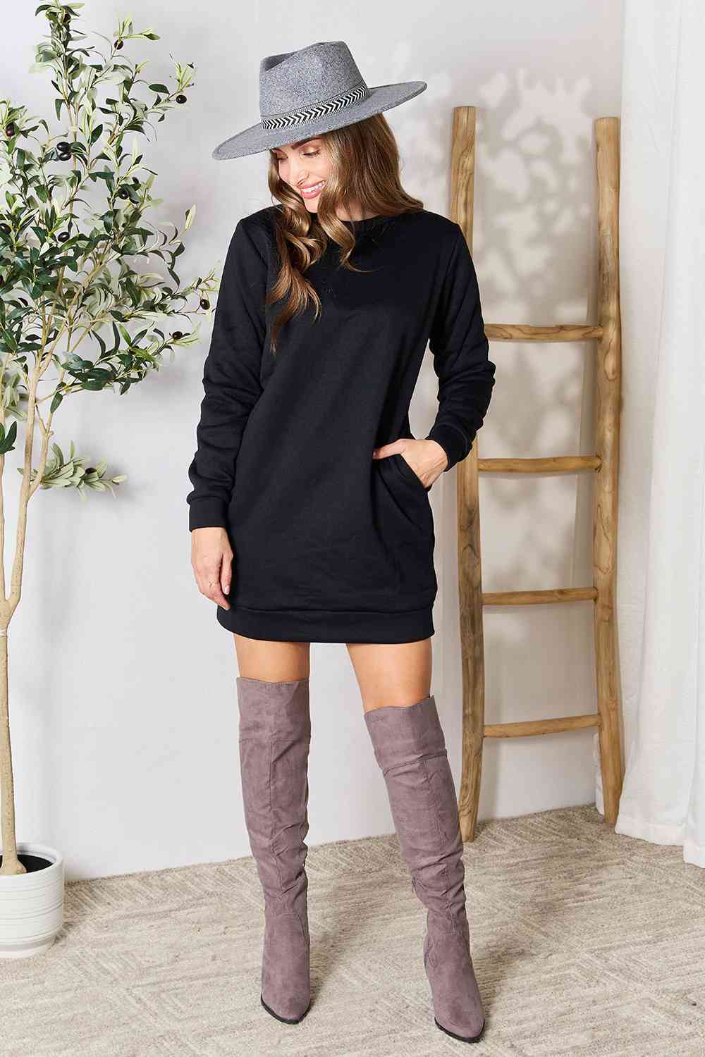 Long Sleeve Mini Dress with Pockets