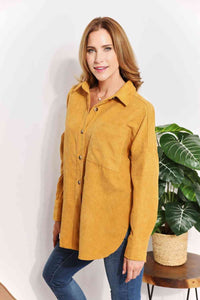 Button-Down Tunic Shirt with Bust Pocket