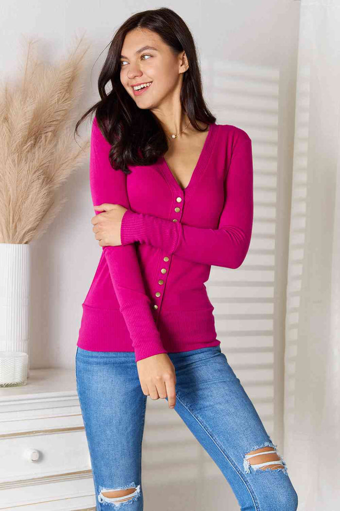 Magenta Long Sleeve Cardigan