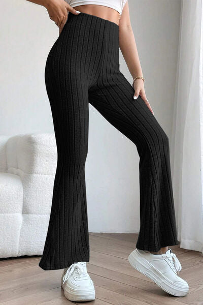 High Waist Ribbed Flare Pants