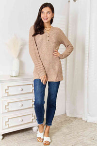 Khaki Ribbed Long Sleeve T-Shirt