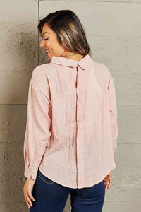 Peach Lightweight Button Down Top