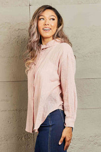 Peach Lightweight Button Down Top