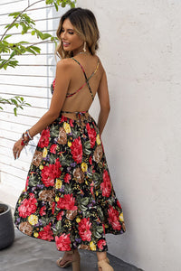 Floral Spaghetti Strap Tied Dress