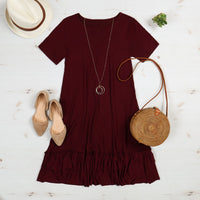 Short Sleeve Ruffled Hem Dress