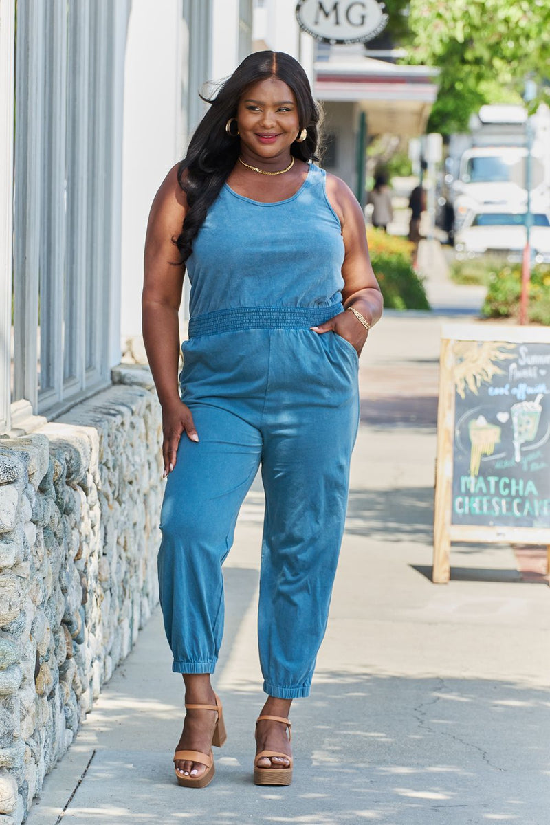 Acid Wash Casual Jumpsuit