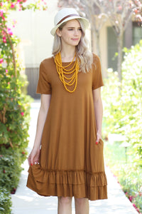 Short Sleeve Ruffled Hem Dress